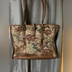 Vintage Capezio Floral Tapestry Handbag Medium Sized